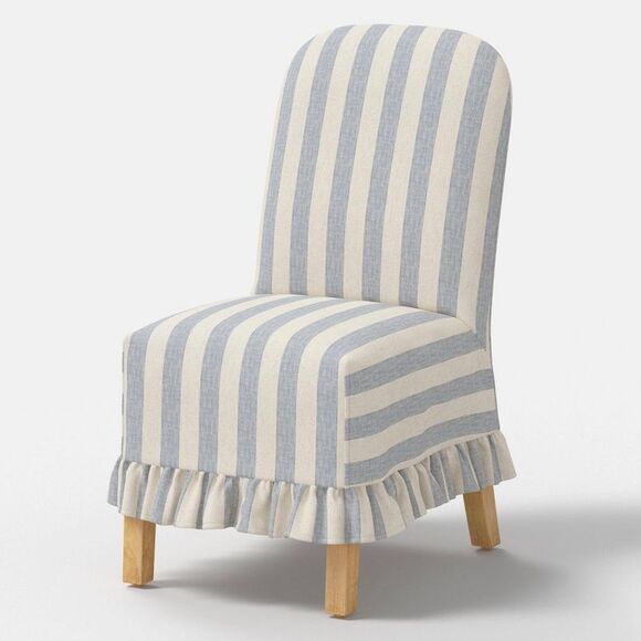 Open Box - Threshold - Replacement Ruffled Slipcover Only for Rounded Bac Blue - Picture 1 of 4